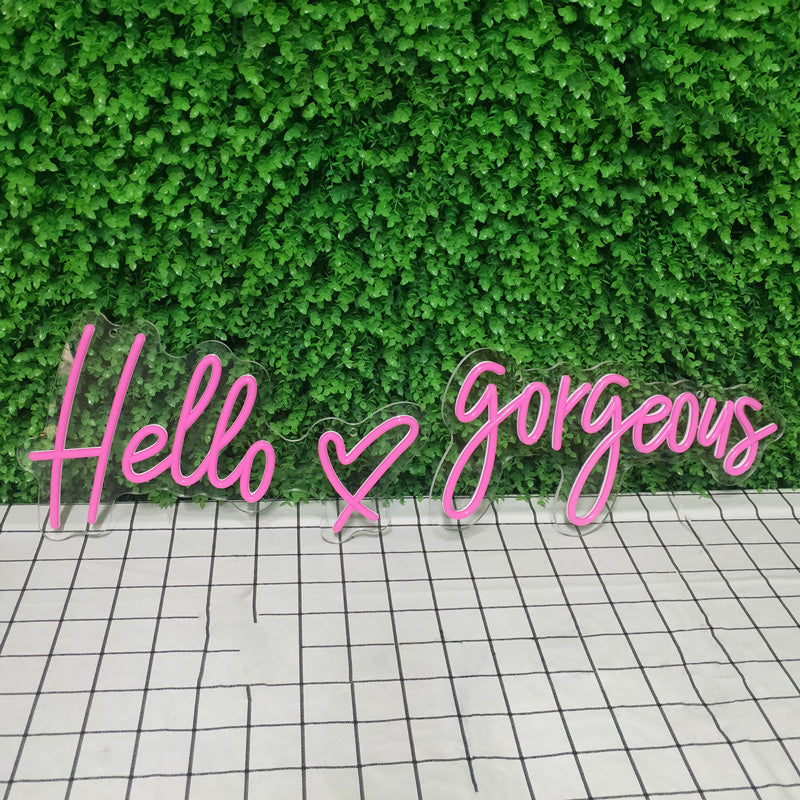 Hello Gorgeous Neon Sign Hello Beautiful Pink LED Neon Lights for Home Wedding Birthday Backdrop Bacelorette Party Wth Dimmable Switch