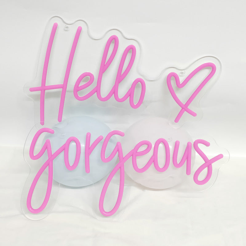 Hello Gorgeous Neon Sign Hello Beautiful Pink LED Neon Lights for Home Wedding Birthday Backdrop Bacelorette Party Wth Dimmable Switch