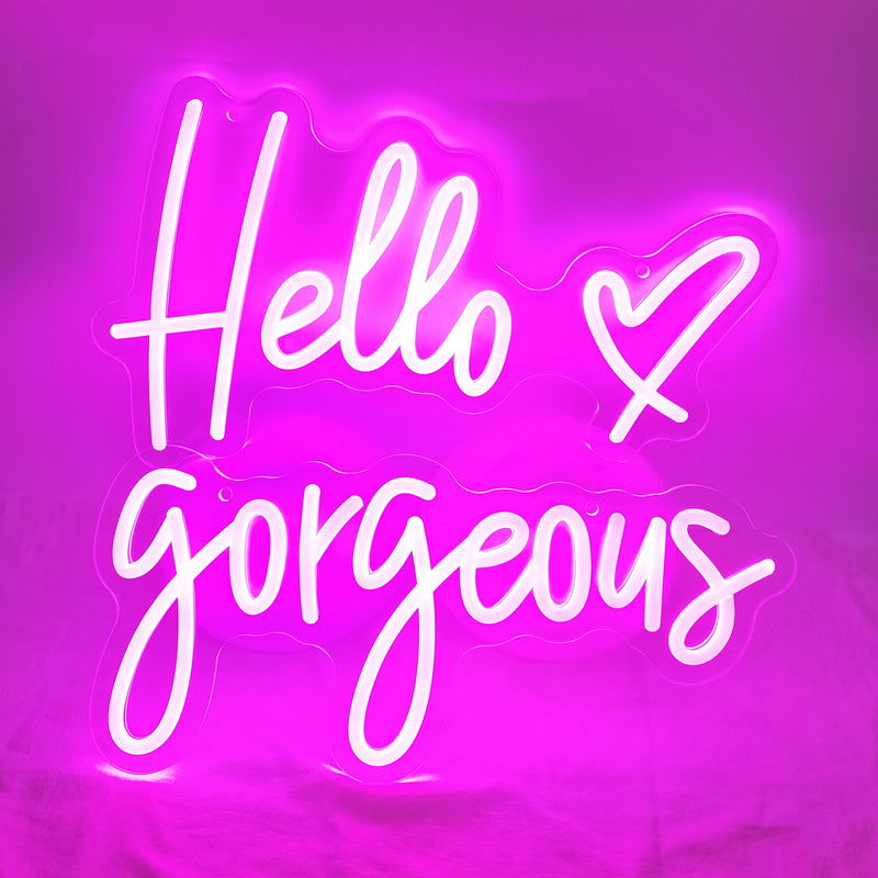 Hello Gorgeous Neon Sign Hello Beautiful Pink LED Neon Lights for Home Wedding Birthday Backdrop Bacelorette Party Wth Dimmable Switch