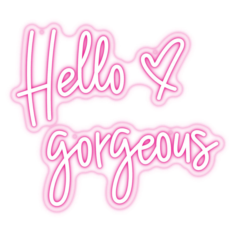 Hello Gorgeous Neon Sign Hello Beautiful Pink LED Neon Lights for Home Wedding Birthday Backdrop Bacelorette Party Wth Dimmable Switch