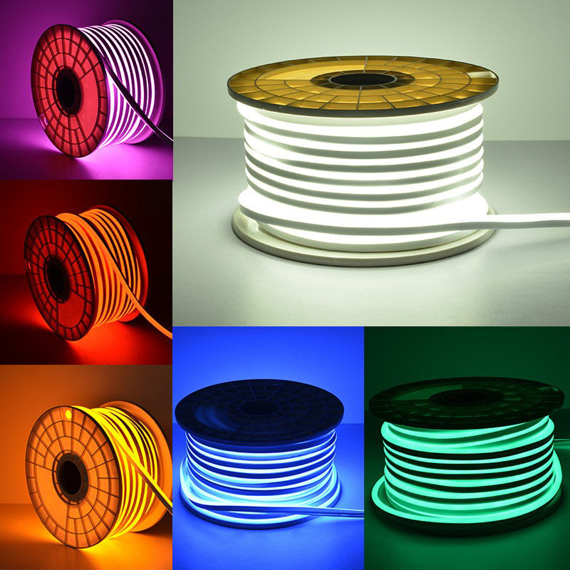 Neon Strip Light Top Bend Neon Flex IP65 Neon LED Strip Lights White 16.4ft/5m Neon Light Strip 12V Silicone Waterproof Flexible LED Neon Rope Lights for Bedroom Festival Indoor Outdoor Decor