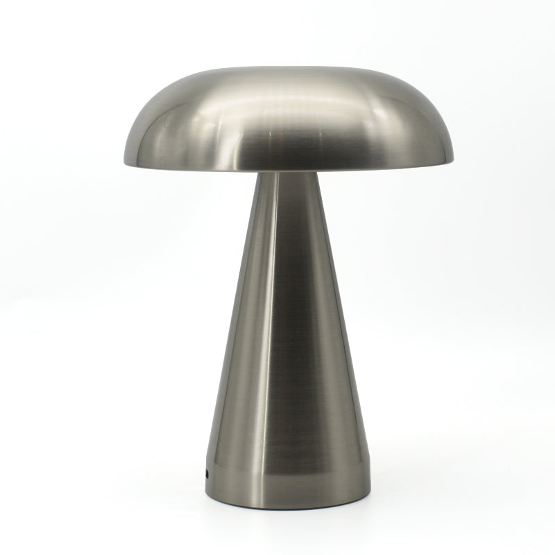 Wireless Modern Mushroom Accent Table Lamp Minimalist Metal Rechargeable Desk Lamp Bedside Table Light for Bedroom Living Room Office Restaurant