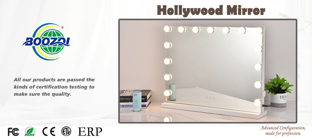 Square Smart Dresser Custom Lighted LED Makeup Mirror 9 lights Hollywood Makeup Mirror