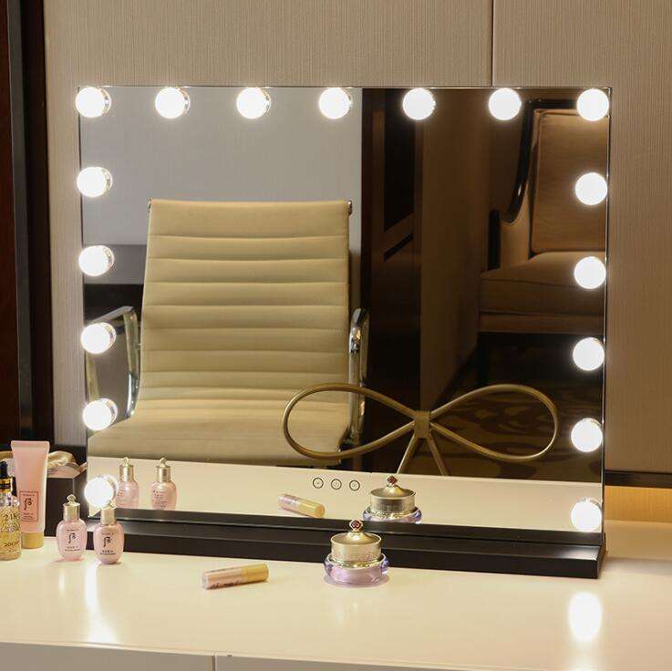 Newest desktop hollywood led makeup mirror with 12 pcs led bulbs vanity girl beauty mirror with lights