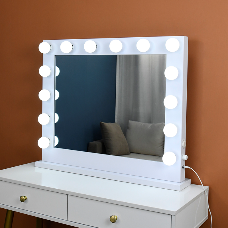 Hollywood LED Mirror LED Makeup Mirror Square Hollywood Mirror Studio Makeup Mirror Fill Light Desktop Wall Mounted Dressing Mirror