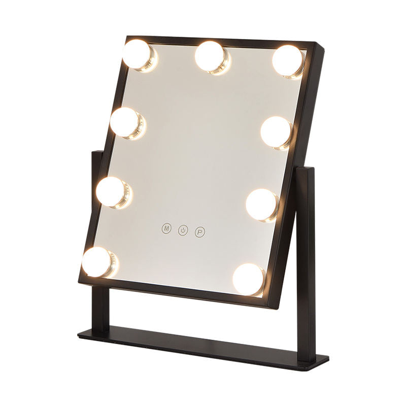 Square Smart Dresser Custom Lighted LED Makeup Mirror 9 lights Hollywood Makeup Mirror