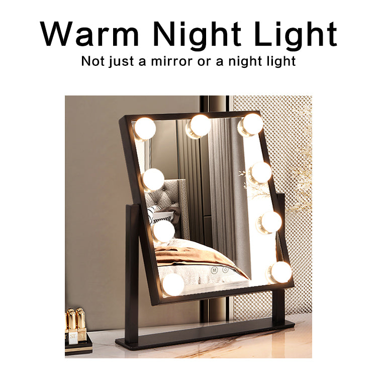 Square Smart Dresser Custom Lighted LED Makeup Mirror 9 lights Hollywood Makeup Mirror