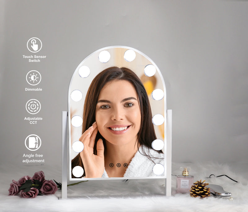 Led lighted table vanity makeup Hollywood Mirror With 14 Light Bulbs For Girl Vanity Cosmetic