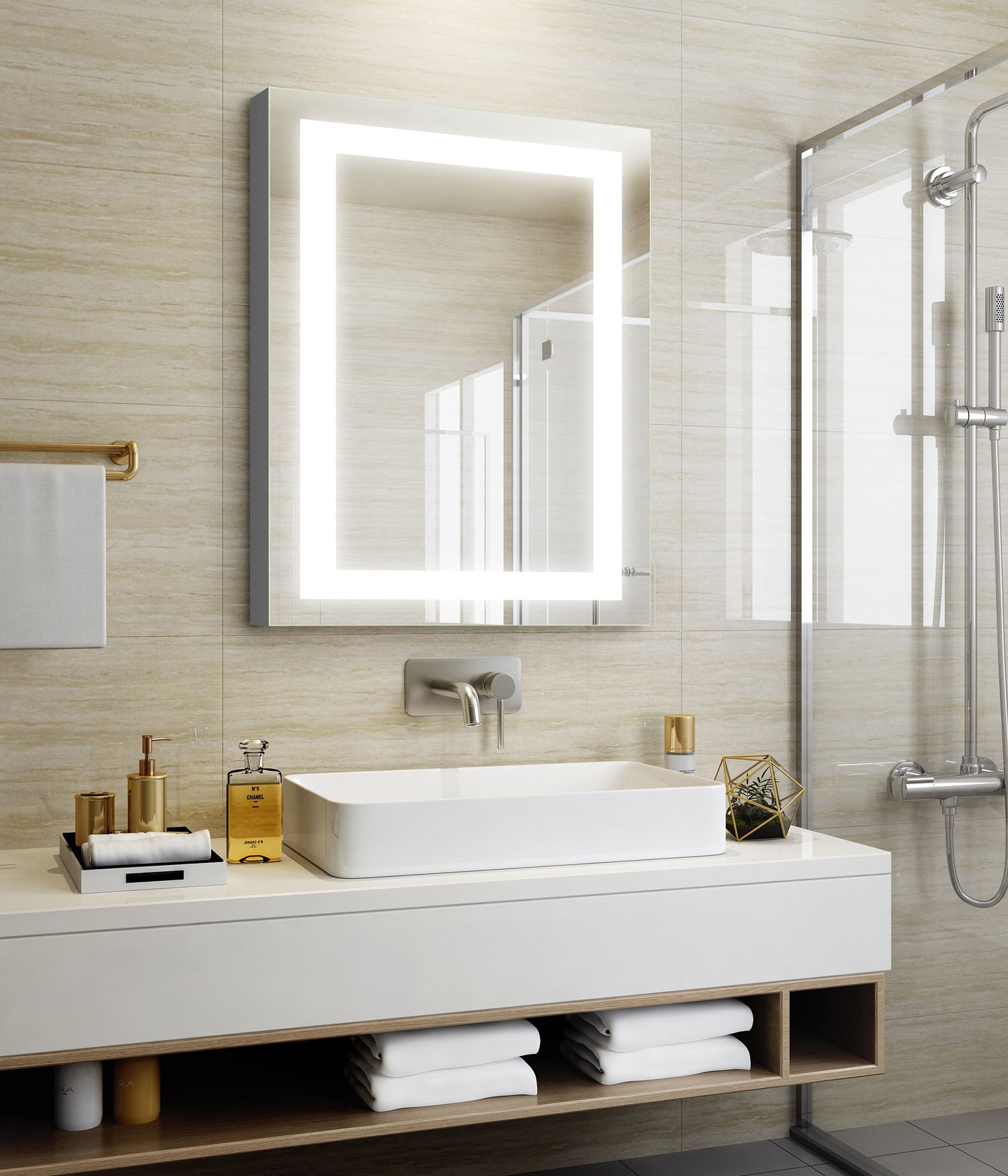 Medicine cabinet mirrored vanity make up led private label smart circle bedroom mirror decoration screen mirroring
