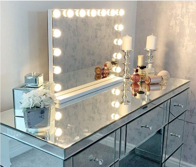 Table adjustable mirror mirrors Hollywood style makeup mirror with led light