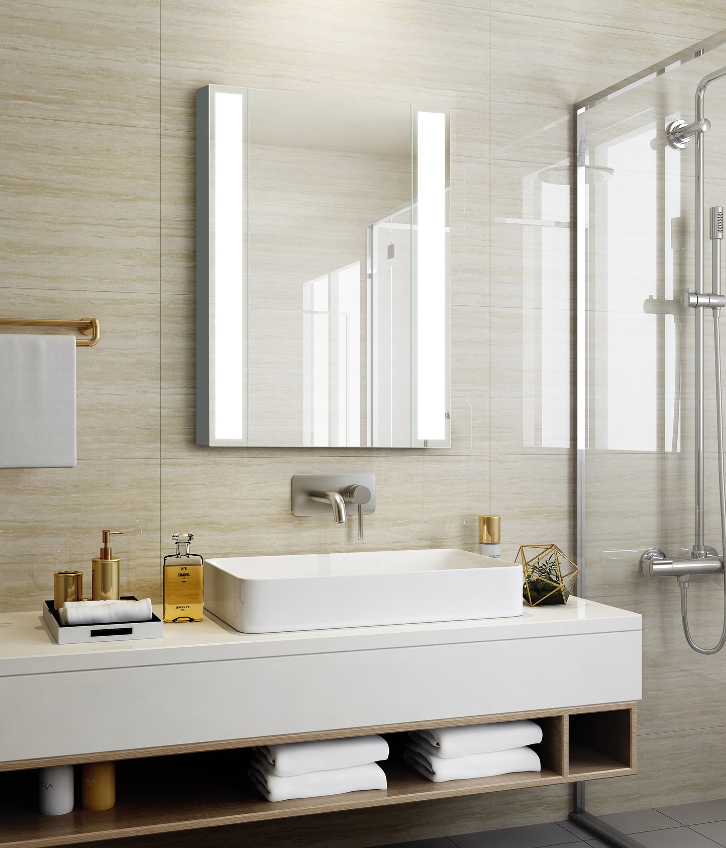 Medicine cabinet mirrored vanity make up led private label smart circle bedroom mirror decoration screen mirroring