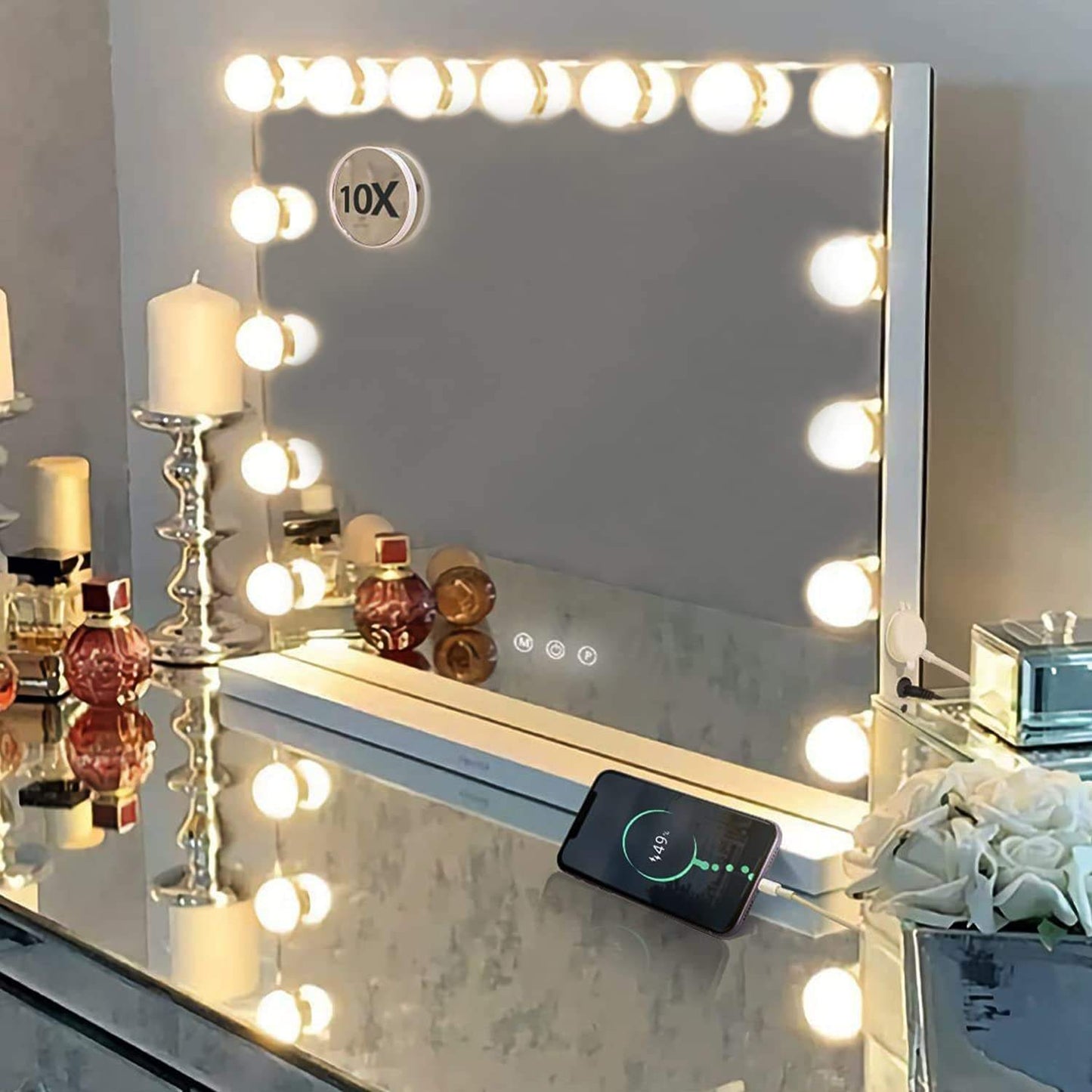 LED dimming Hollywood makeup lighting mirror, suitable for dressing room desktop wall mounted