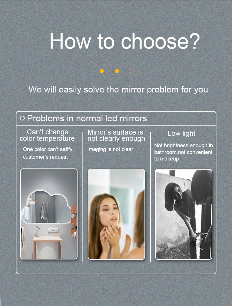 Modern Luxury led Cloud vanity mirror makeup hand wave sensor switch irregular shape mirrors