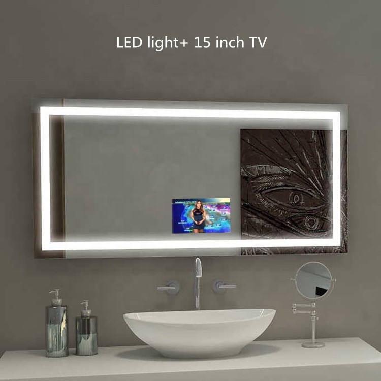 Hotel Household Large Size Led Backlit Mirror Smart Tv Mirror Wall Mounted Led Bathroom Mirror