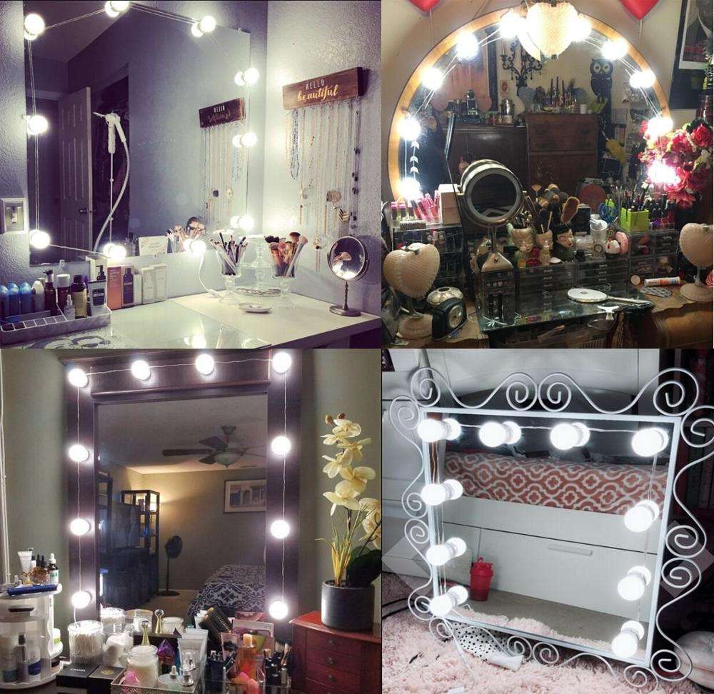 Newest desktop hollywood led makeup mirror with 12 pcs led bulbs vanity girl beauty mirror with lights