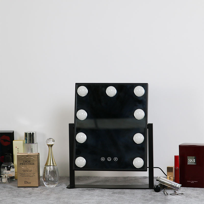Square Smart Dresser Custom Lighted LED Makeup Mirror 9 lights Hollywood Makeup Mirror