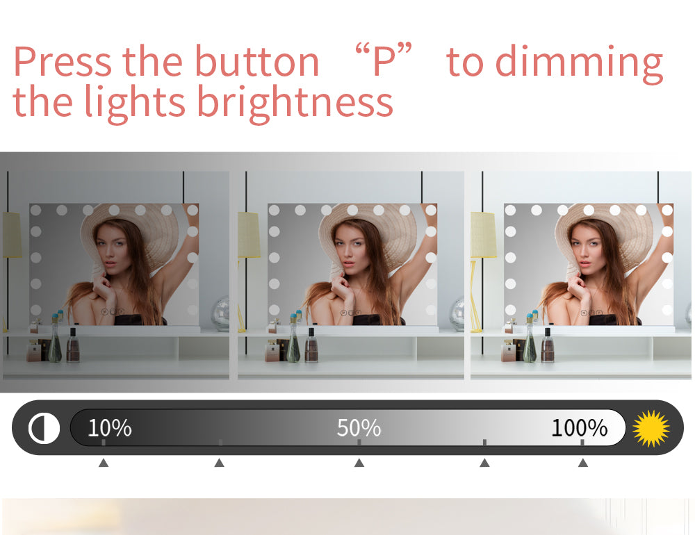 Table adjustable mirror mirrors Hollywood style makeup mirror with led light