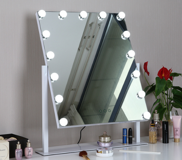 Newest desktop hollywood led makeup mirror with 12 pcs led bulbs vanity girl beauty mirror with lights