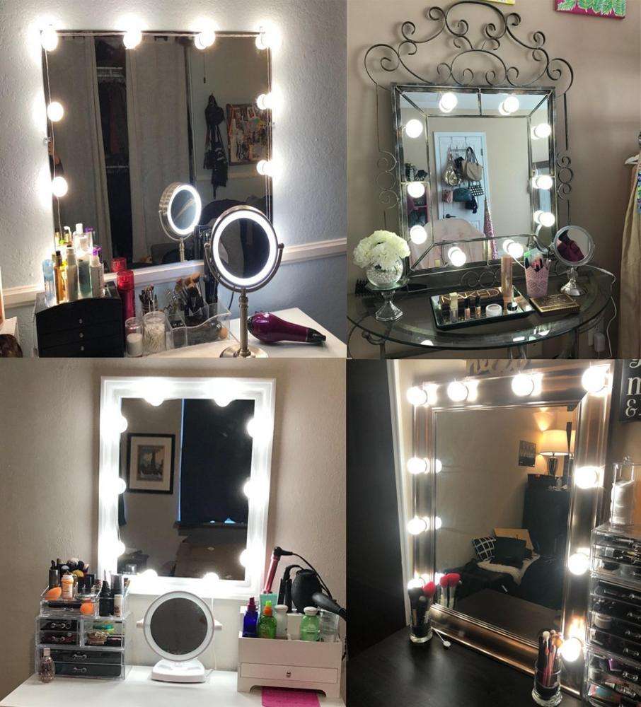 Newest desktop hollywood led makeup mirror with 12 pcs led bulbs vanity girl beauty mirror with lights