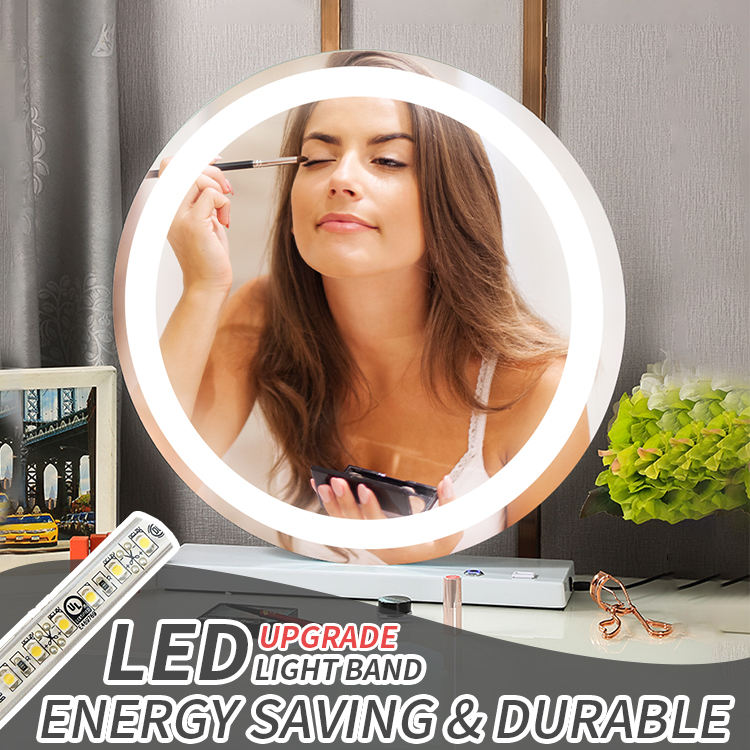 Professional Led Smart Mirror Desktop Round Portable Make Up Customized Led light Vanity Hollywood Mirrors