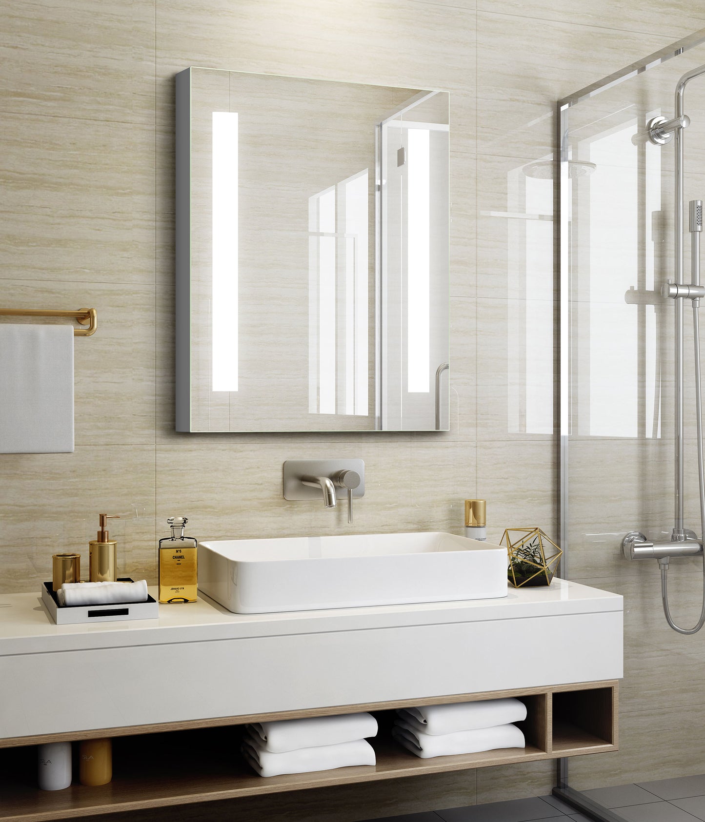 Medicine cabinet mirrored vanity make up led private label smart circle bedroom mirror decoration screen mirroring