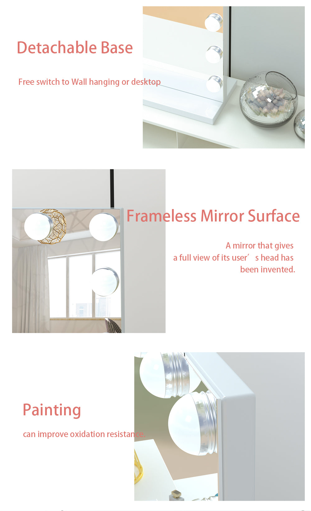 Table adjustable mirror mirrors Hollywood style makeup mirror with led light