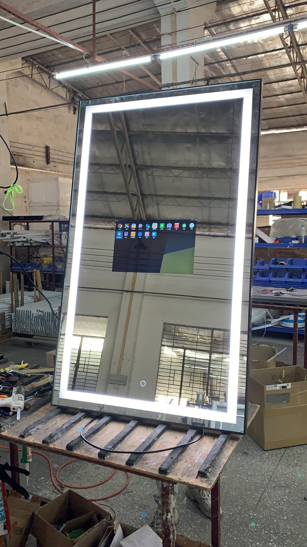 Hotel Household Large Size Led Backlit Mirror Smart Tv Mirror Wall Mounted Led Bathroom Mirror