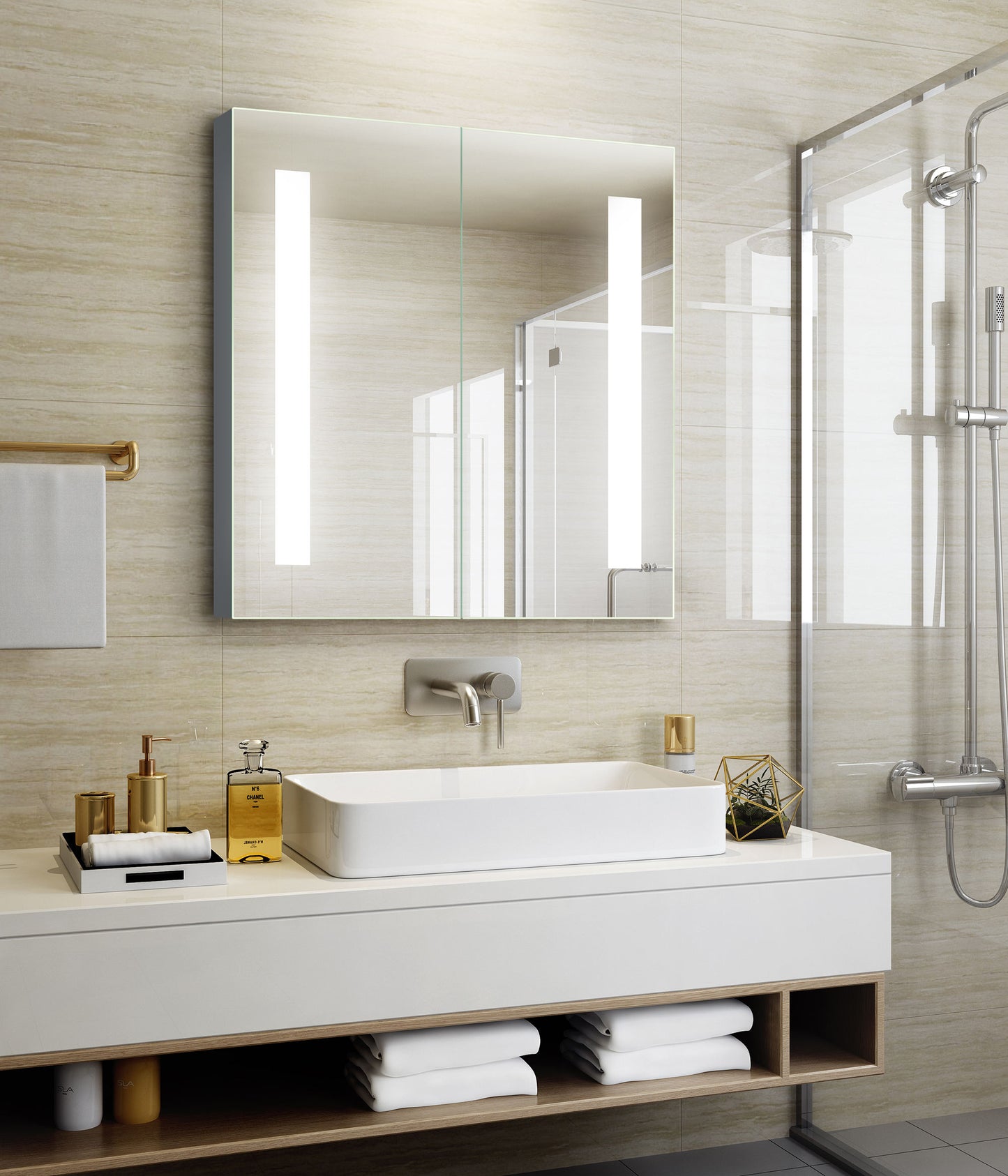 Medicine cabinet mirrored vanity make up led private label smart circle bedroom mirror decoration screen mirroring