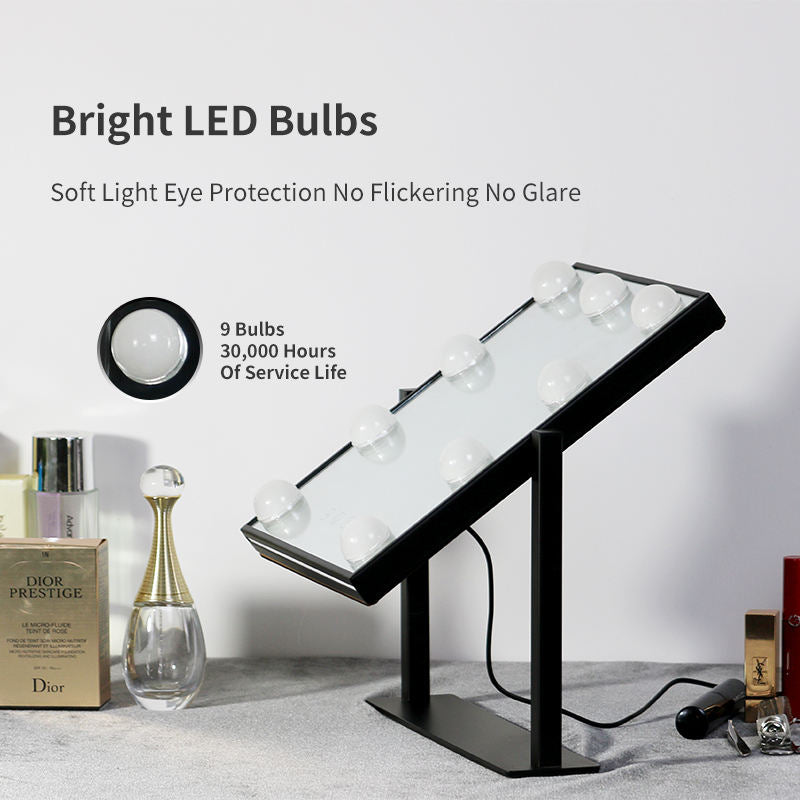 Square Smart Dresser Custom Lighted LED Makeup Mirror 9 lights Hollywood Makeup Mirror
