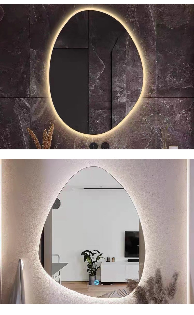 Norhs Professional Popular Design LED Lighting Custom irregular shape smart Bathroom Art Mirror