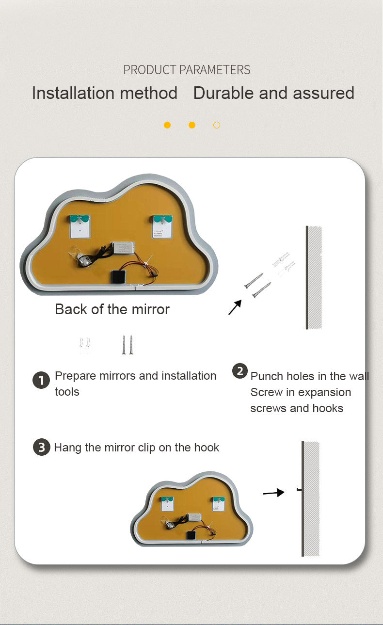 Modern Luxury led Cloud vanity mirror makeup hand wave sensor switch irregular shape mirrors