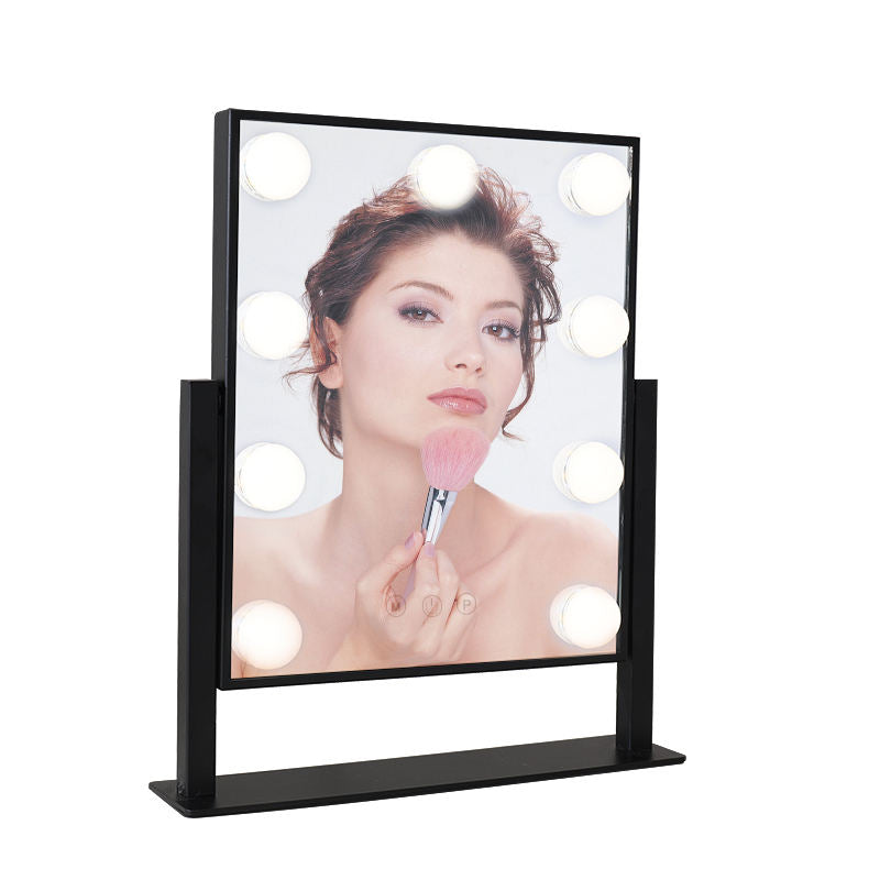 Square Smart Dresser Custom Lighted LED Makeup Mirror 9 lights Hollywood Makeup Mirror