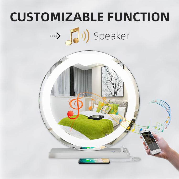 Professional Led Smart Mirror Desktop Round Portable Make Up Customized Led light Vanity Hollywood Mirrors