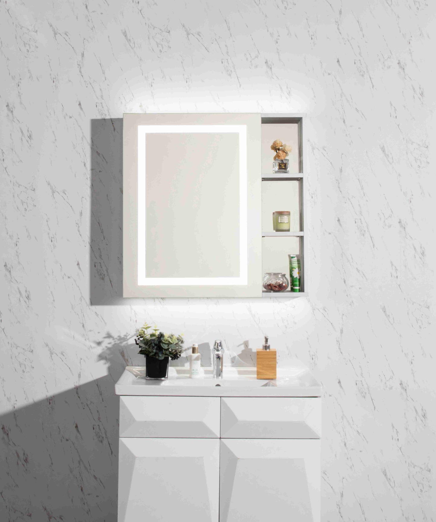 Medicine cabinet mirrored vanity make up led private label smart circle bedroom mirror decoration screen mirroring