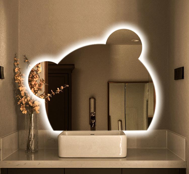 Cute bear shaped LED mirror bathroom toilet LED mirror smart mirror dressing table makeup mirror explosion-proof mirror LED