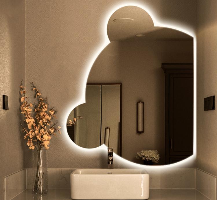 Cute bear shaped LED mirror bathroom toilet LED mirror smart mirror dressing table makeup mirror explosion-proof mirror LED