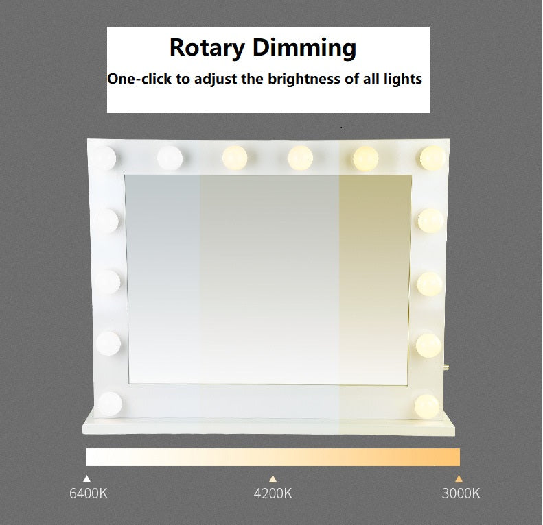 Hollywood LED Mirror LED Makeup Mirror Square Hollywood Mirror Studio Makeup Mirror Fill Light Desktop Wall Mounted Dressing Mirror