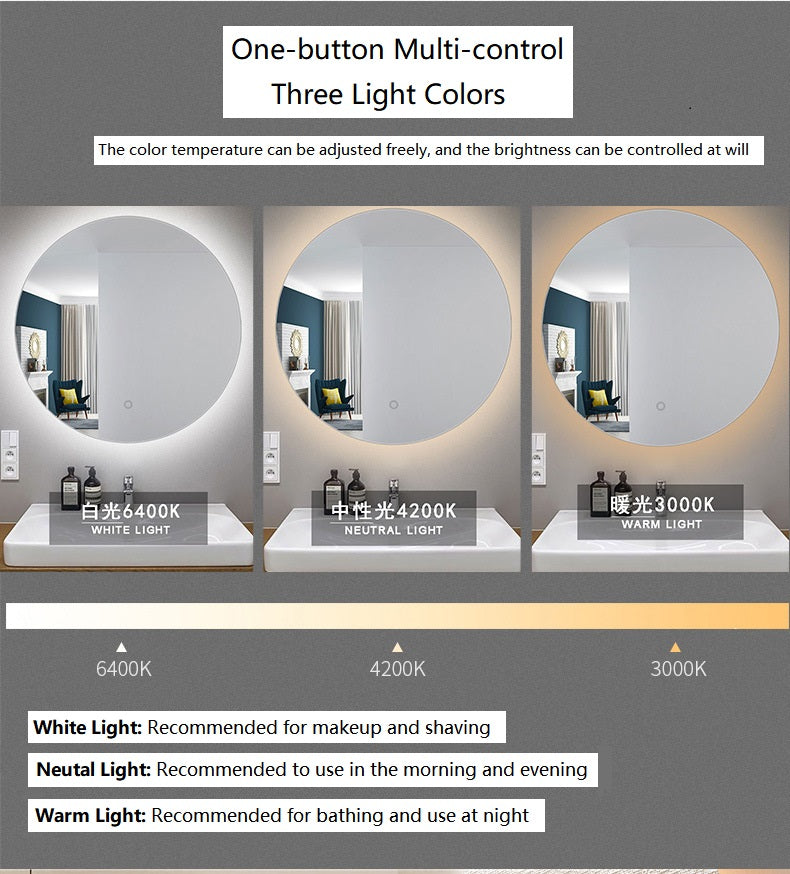 LED Bathroom Mirror Wall Mounted Makeup Mirror Bathroom Mirror Washbasin LED Smart Light Mirror Bathroom LED Mirror