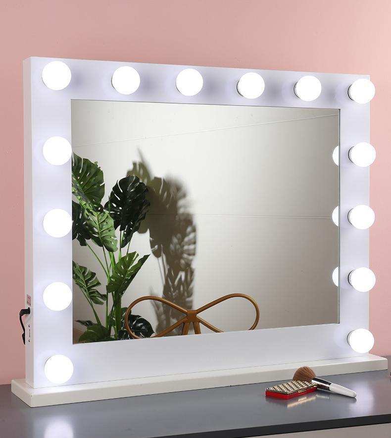 Hollywood LED Mirror LED Makeup Mirror Square Hollywood Mirror Studio Makeup Mirror Fill Light Desktop Wall Mounted Dressing Mirror