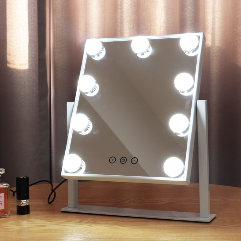 Metal frame dressing table standing touch screen hollywood spiegel espejo led lighted vanity makeup mirror with touchscreen