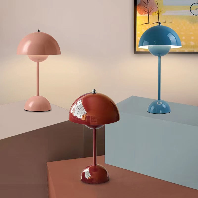 Cordless Modern Flowerpot Table Lamp Mid Century Lamp Cute Battery Mushroom Table Lamp Dimmable Touch Bedroom Lamp Night Light