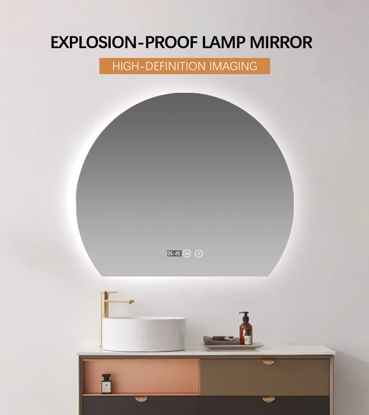 Big half moon backlit led cosmetic mirror three color light for home Decor