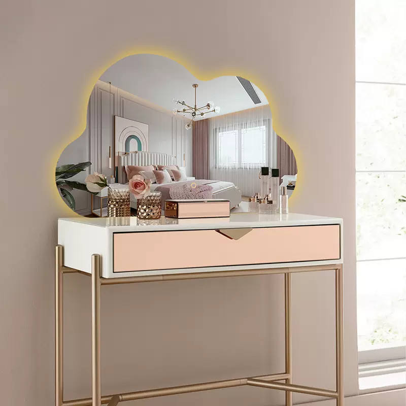 Modern Luxury led Cloud vanity mirror makeup hand wave sensor switch irregular shape mirrors