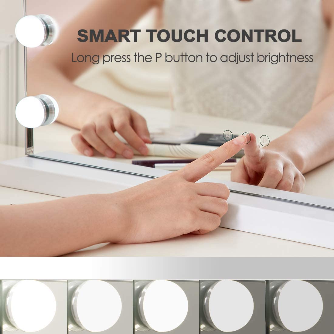 Beauty touch screen makeup mirror led lights bulbs cosmetic make up mirror travel portable led makeup mirror