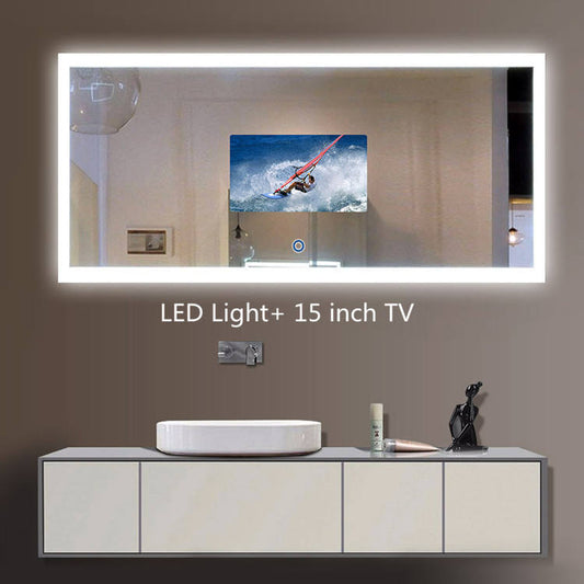 Hotel Household Large Size Led Backlit Mirror Smart Tv Mirror Wall Mounted Led Bathroom Mirror