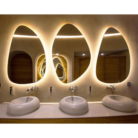 Norhs Professional Popular Design LED Lighting Custom irregular shape smart Bathroom Art Mirror