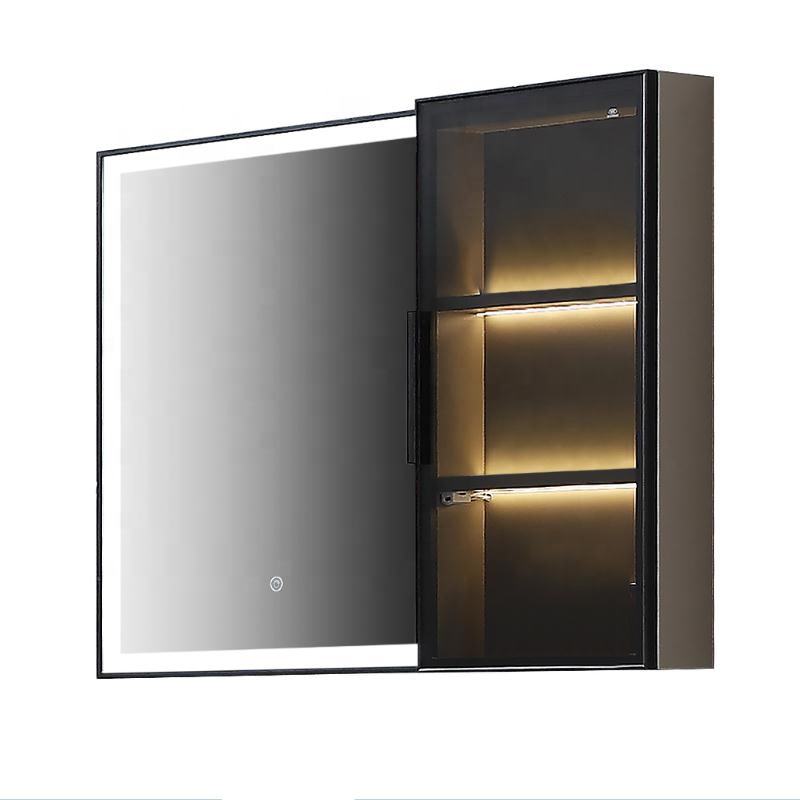 Washroom modern bathroom vanity bathroom cabinet sets with LED mirror and ambient lighting from manufacturer