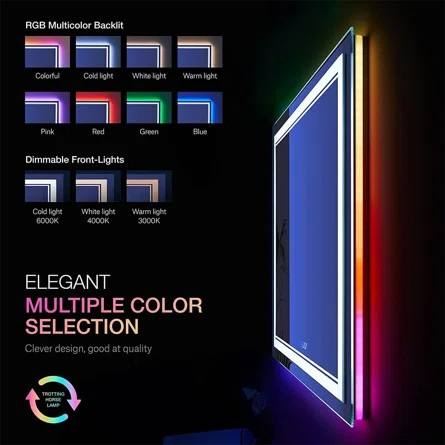 Hotel TV Back lights led strip RGB with front light CCT touch dimmer switch&Anti-fog Button for led bath mirror