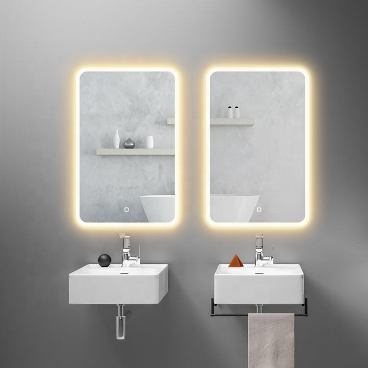 Custom Modern Bathroom Wall Mounted illuminated Smart Led Mirror With Time Display