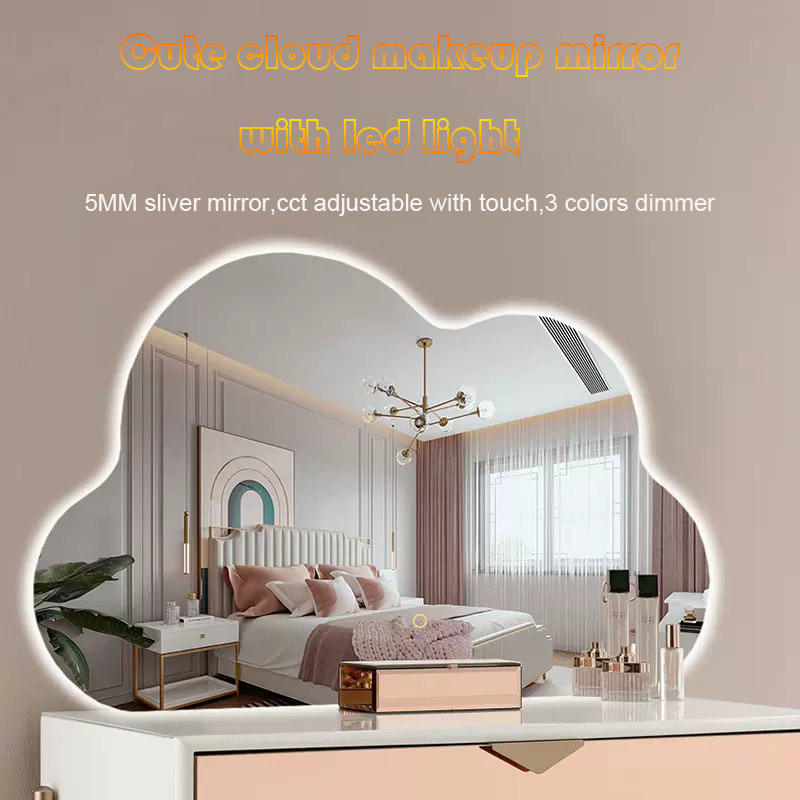 Modern Luxury led Cloud vanity mirror makeup hand wave sensor switch irregular shape mirrors